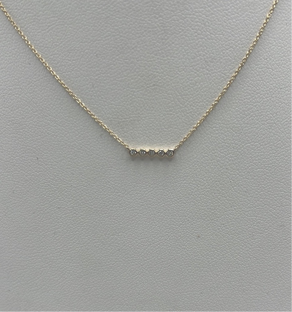 Five Bezel Diamond Bar Necklace