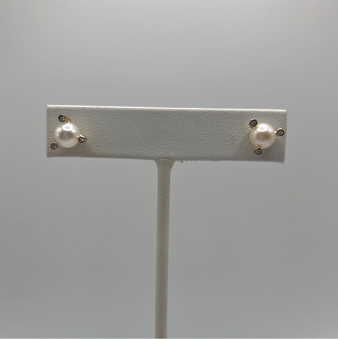 Trident Pearl + Diamond Studs