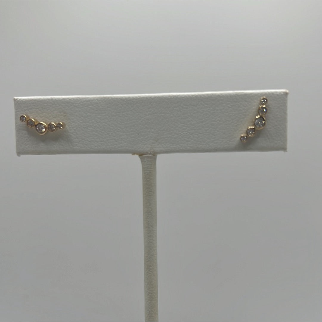 Bezel Smile Bar Studs