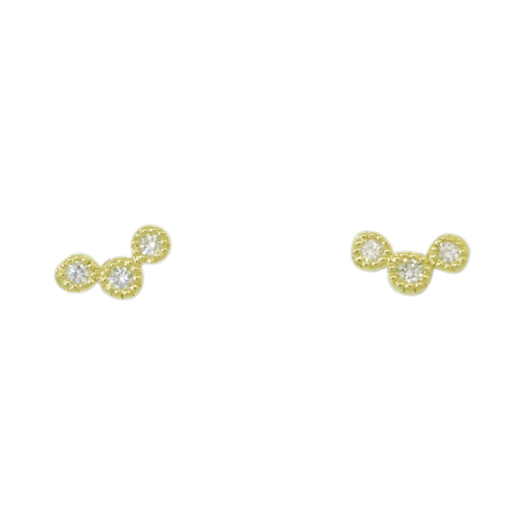Petite Curved Trio Bezel Diamond Studs