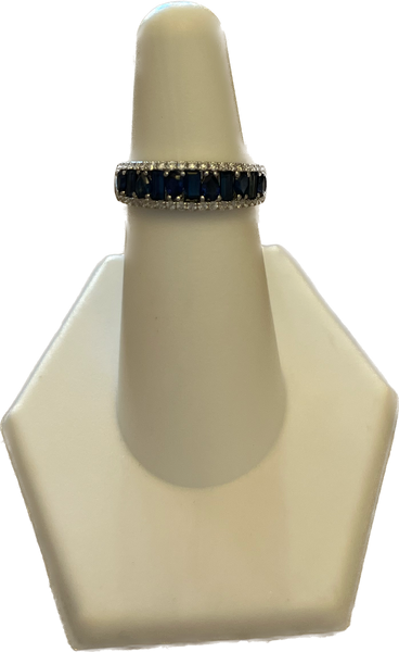 Sapphire Baguette & Pears with Diamonds Band