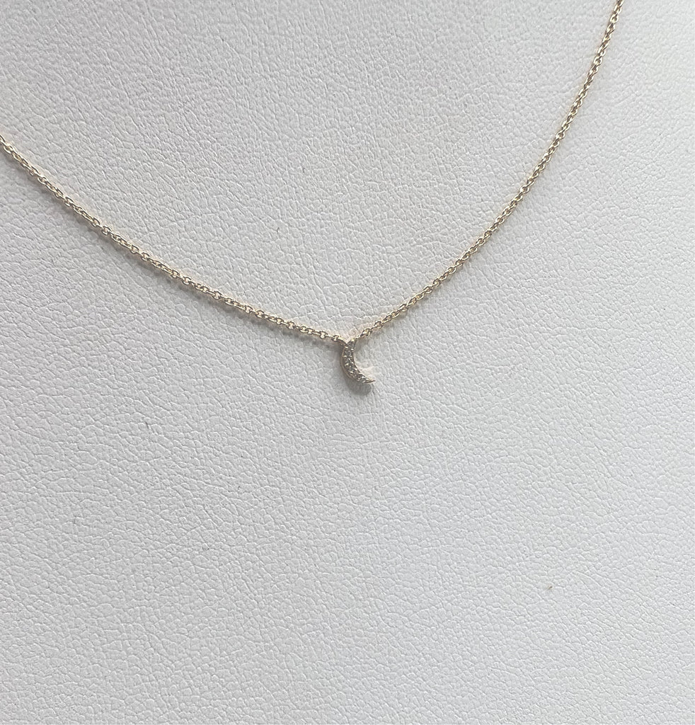 Tiny Pavé Moon Necklace