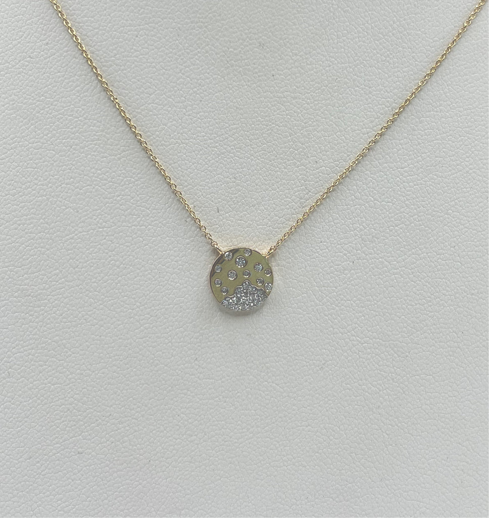 Scattered Diamond Disc Necklace