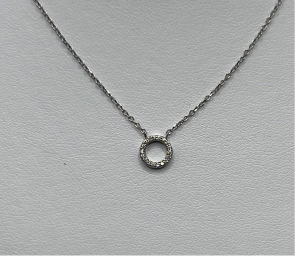 Petite Open Pavé Circle Necklace