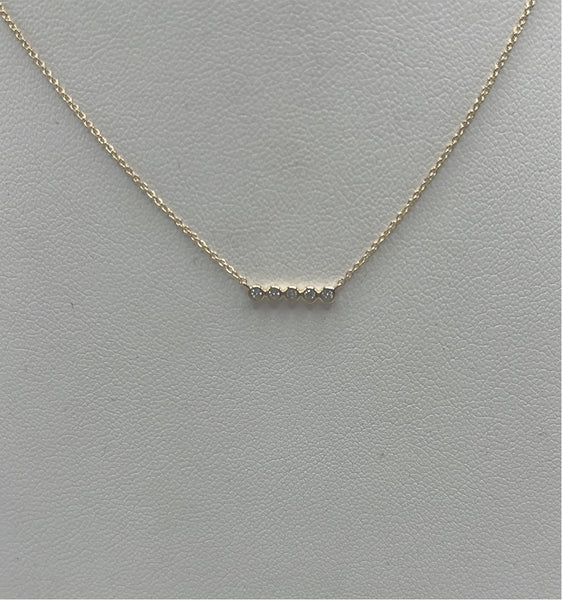 Five Bezel Diamond Bar Necklace