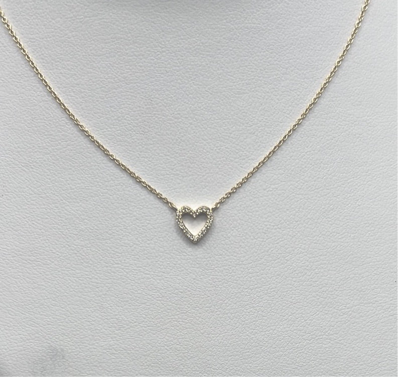 Petite Open Pavé Heart Necklace
