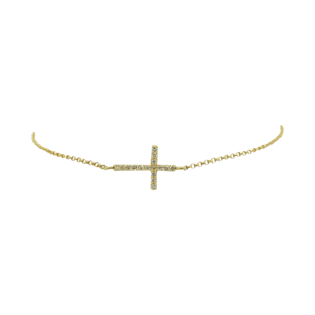 Petite Diamond Cross Chain Bracelet